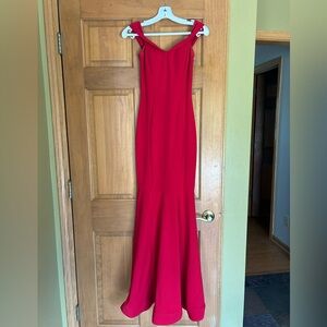 Red mermaid prom dress
